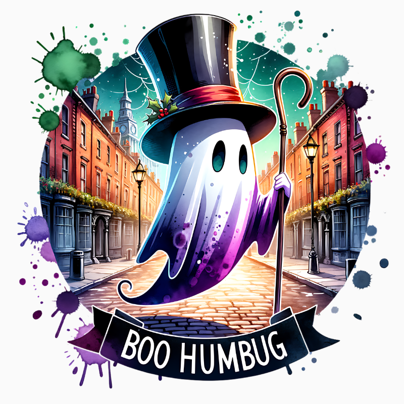 Boo Humbug PNG – Victorian Ghost Clipart | Spooky Christmas Sublimation Design