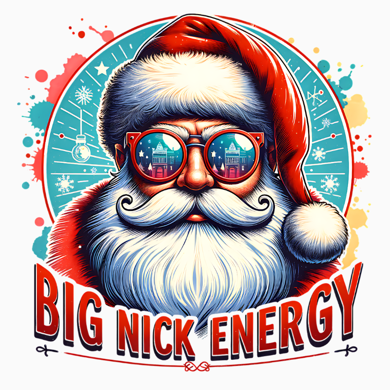 Big Nick Energy PNG – Cool Santa with Sunglasses Clipart | Funny Modern Christmas Sublimation Design