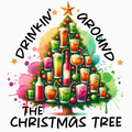 Drinkin’ Around the Christmas Tree PNG – Festive Cocktail Tree Clipart | Holiday Party Drinking Sublimation Design