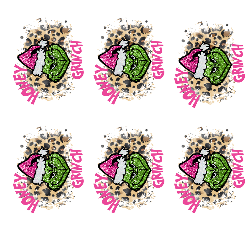Honey Grinch PNG, Pink Santa Hat Grinch Sublimation, Leopard Christmas PNG, Funny Holiday Clipart, Digital Download