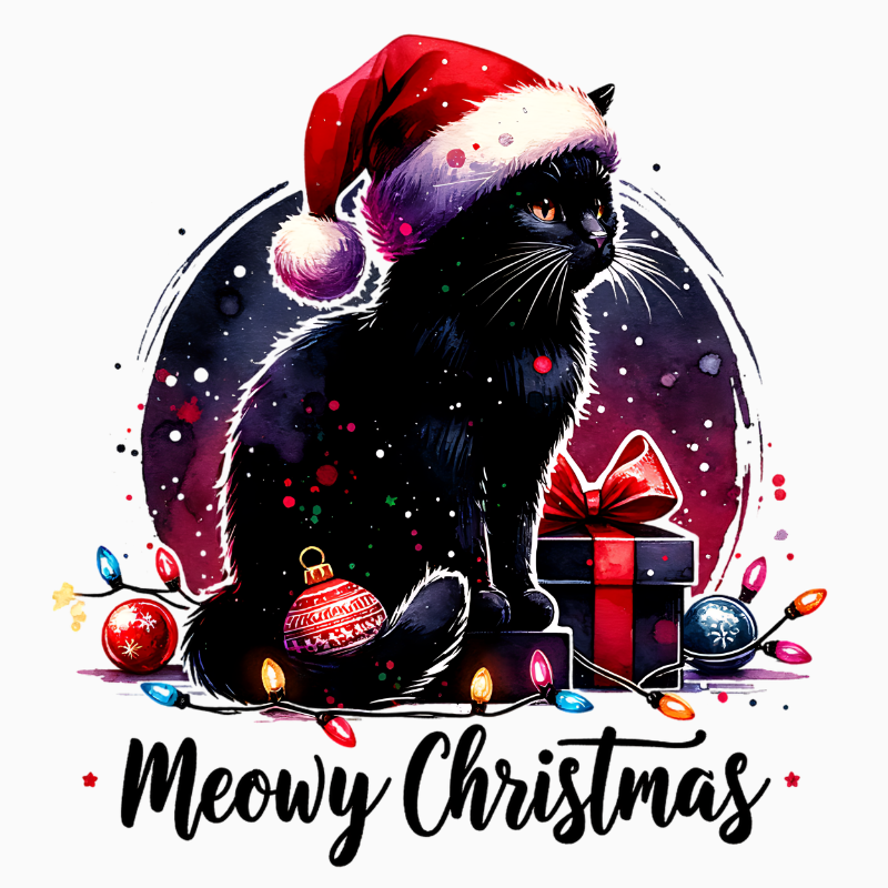 Meowy Christmas – Cute Cat Holiday PNG