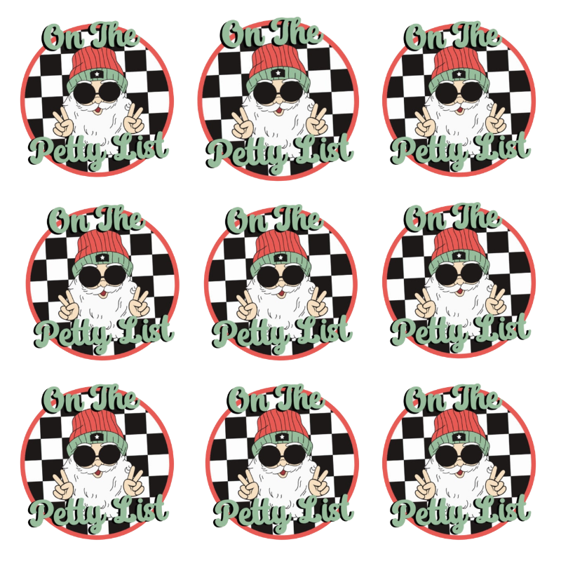 On The Petty List PNG – Funny Christmas Gnome Clipart, Checkerboard Holiday Design, Trendy Sublimation Graphic, Digital Download