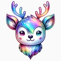 Rainbow Deer Head PNG | Magical Colorful Antler Animal Artwork for Sublimation, Crafts, and Holiday Gifts