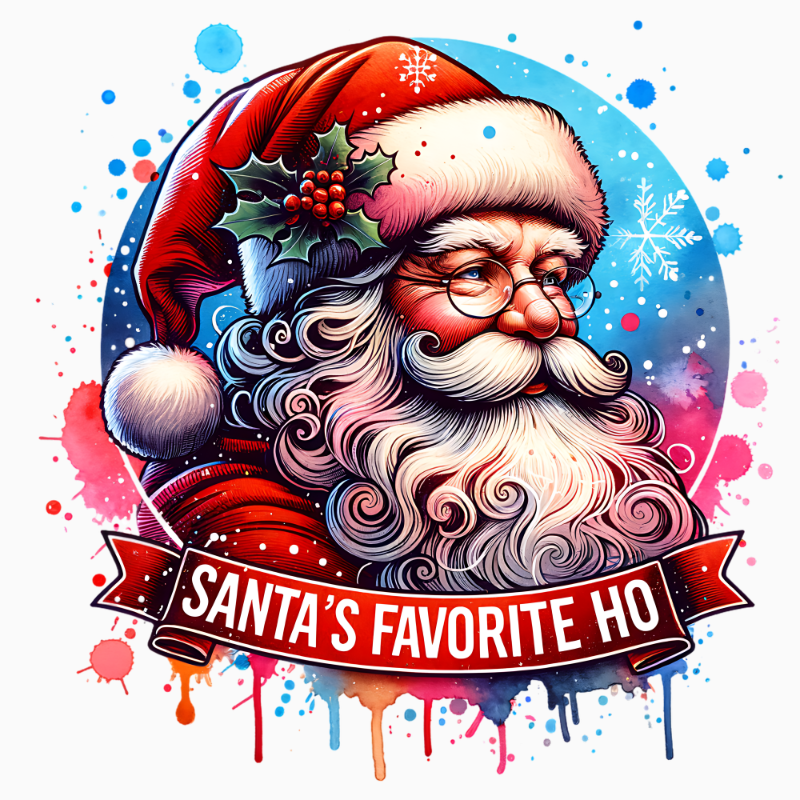 Santa’s Favorite Ho PNG – Vibrant Santa Face Christmas Clipart | Bold Funny Holiday Sublimation Design