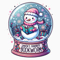 Santa’s Favorite Bookworm PNG – Snowman Reading Snow Globe Clipart | Cozy Christmas Sublimation Design