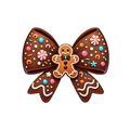 Gingerbread Bow PNG – Christmas Gingerbread Man Clipart, Candy Bow Holiday Design, Festive Baking Sublimation Graphic, Digital Download