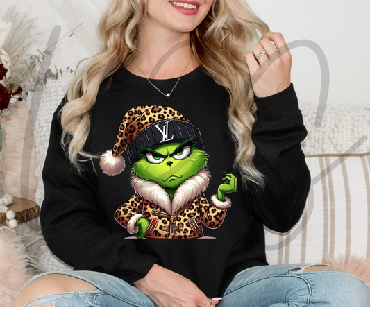 Black LV Grinch with Headband Crewneck