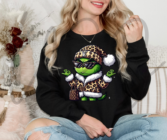 Black LV Grinch with Purse Crewneck
