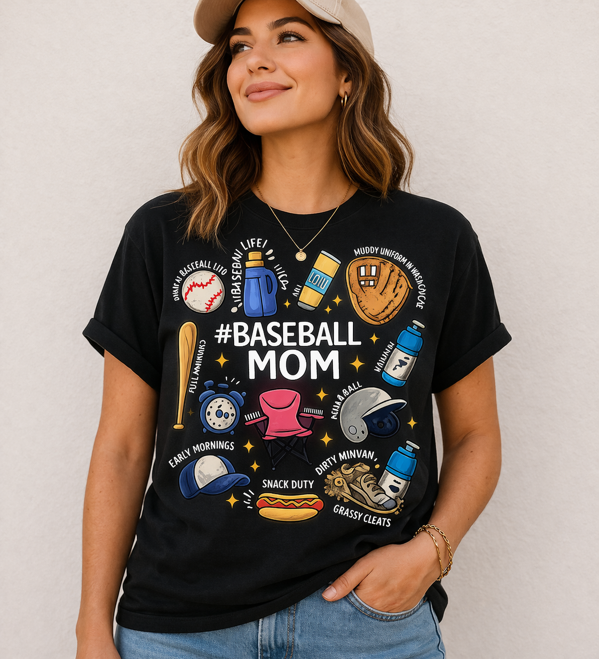 Black Busy Baseball Mom Shirt | Baseball Mom Graphic Tee
