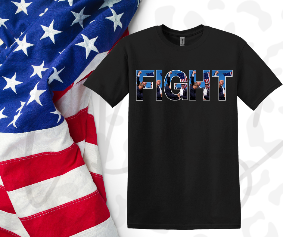 Trump FIGHT T-Shirt – Bold Patriotic Rally Graphic Tee