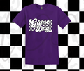 Game Day Black White Checker Tee – Retro Groove Meets Pure Purple Game Day Power