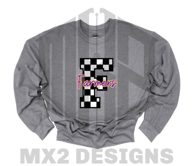 Farmers Plaid F Crewneck – Cozy Plaid Letter F Sweatshirt