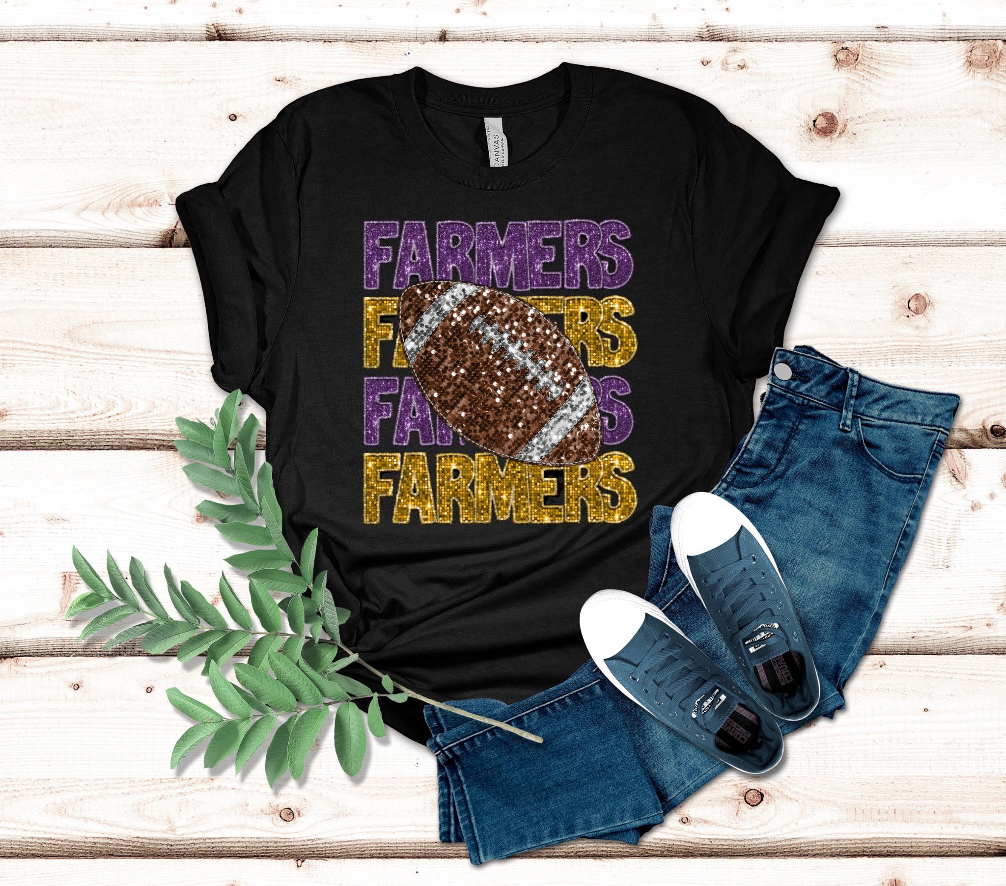 Farmers Sequin Tee – Shine for Farmersville Like the Stadium Lights Were Made for You