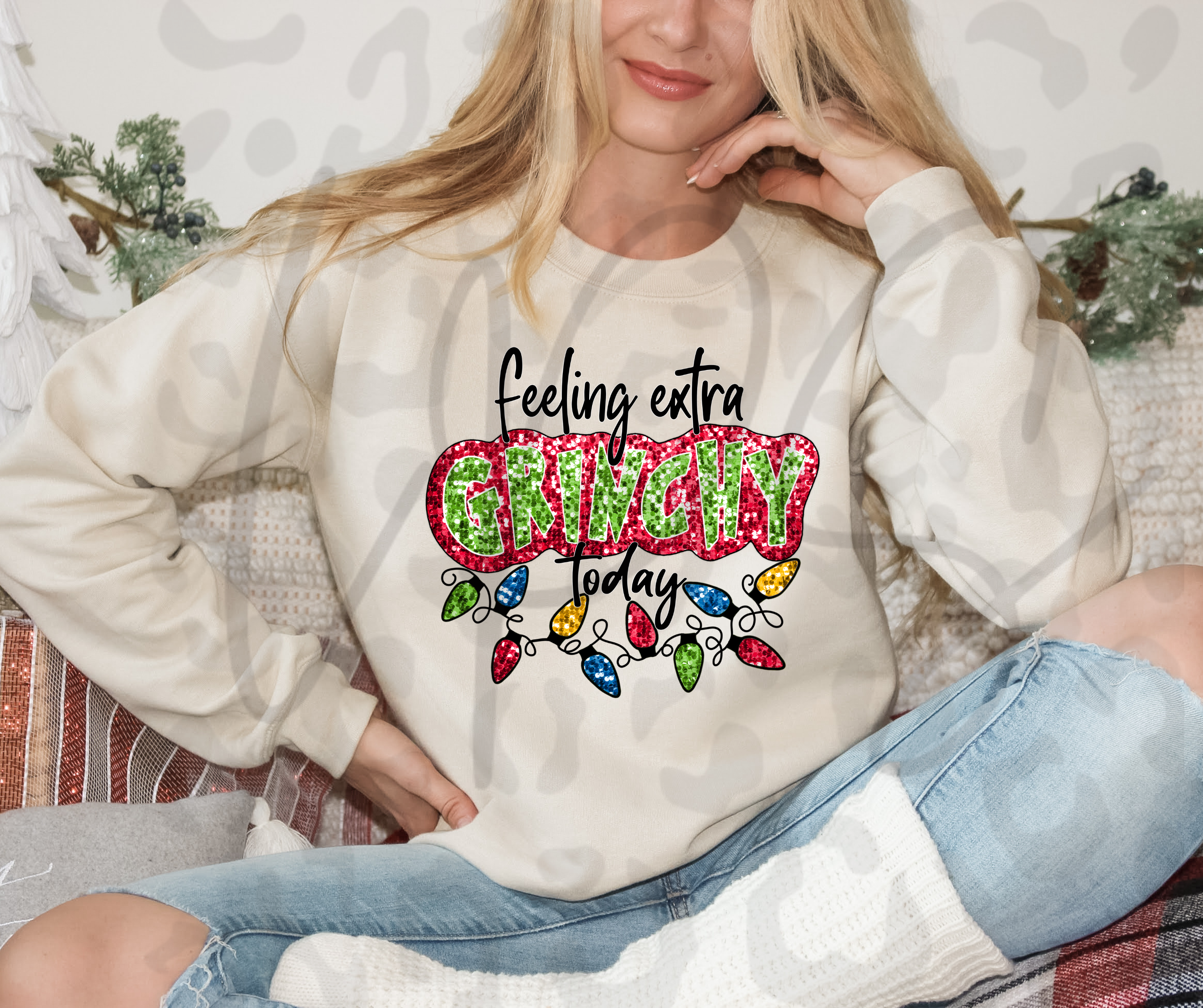 Feeling Extra Grinchy Today Crewneck – Funny Christmas Mood Sweatshirt