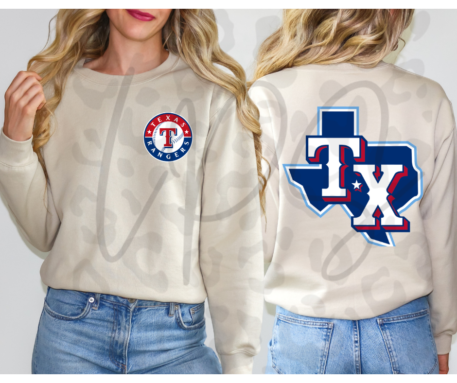 TX Rangers Sand Crewneck – Texas Baseball Fan Vintage Sweatshirt