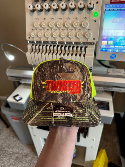 Camo with Yellow Twisted Tails Hat