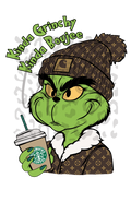 Kinda Grinchy Kinda Boujee PNG | Funny Luxury Holiday Artwork for Sublimation, Crafts, and Festive Shirts