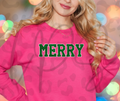 Merry Varsity Block Crewneck – Cozy Retro Christmas Holiday Sweatshirt