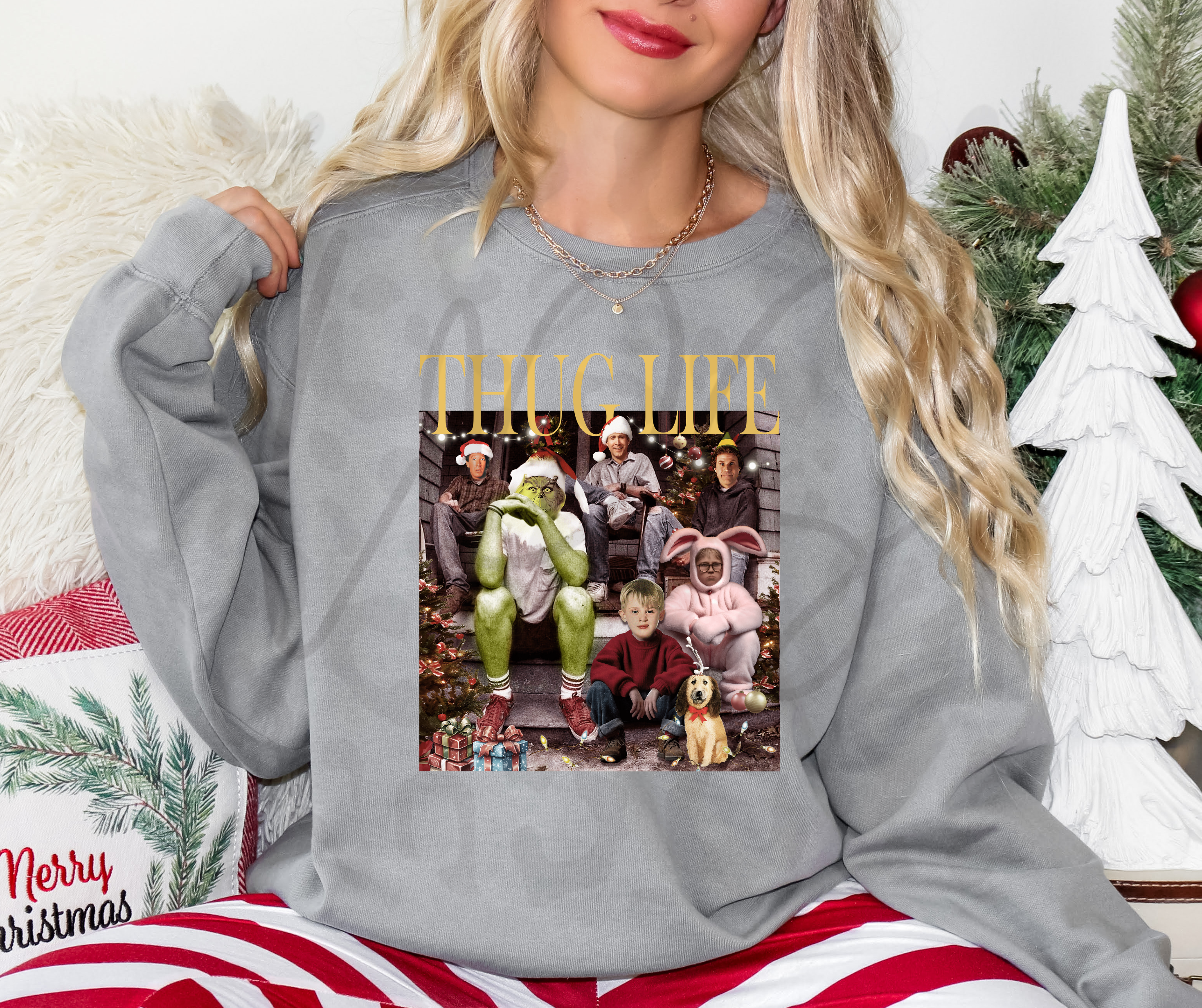 Christmas Thug Life Crewneck – Funny Holiday Comfort Colors Sweatshirt