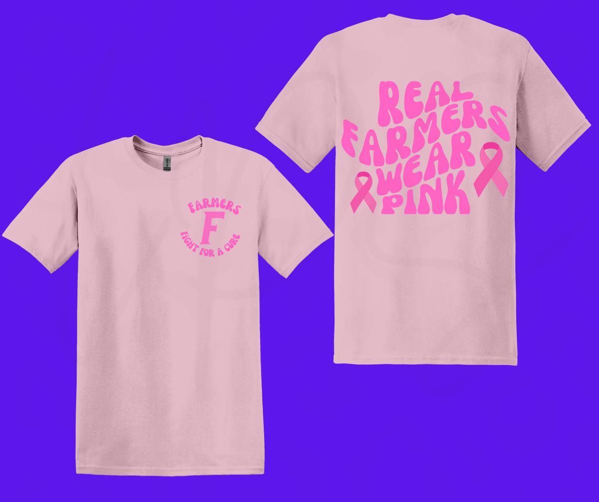 Real Farmers Wear Pink Shirt – Breast Cancer Awareness Farm Tee