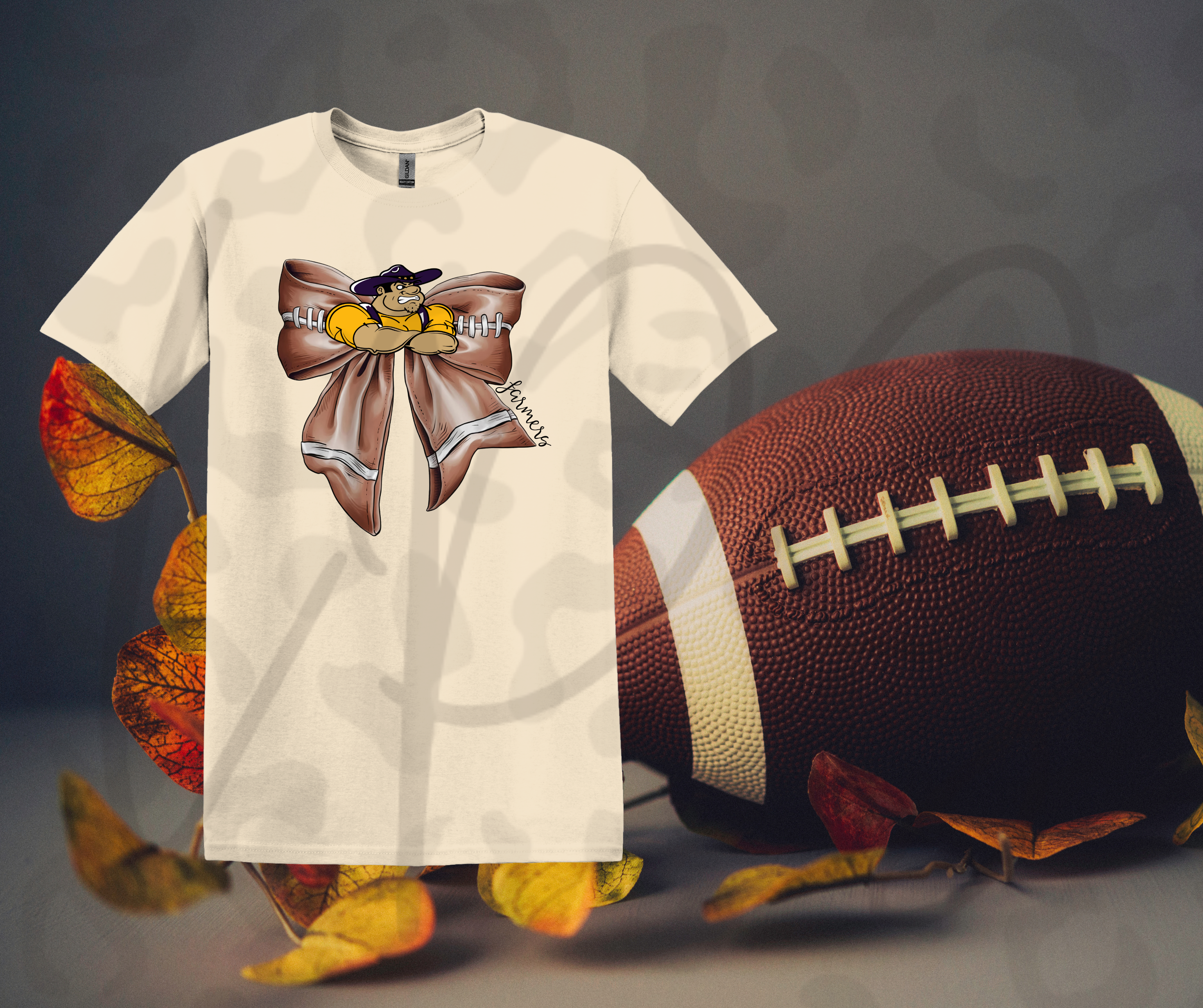 Farmer Joe Bow Shirt – Cute Rustic Farm Football Graphic Tee