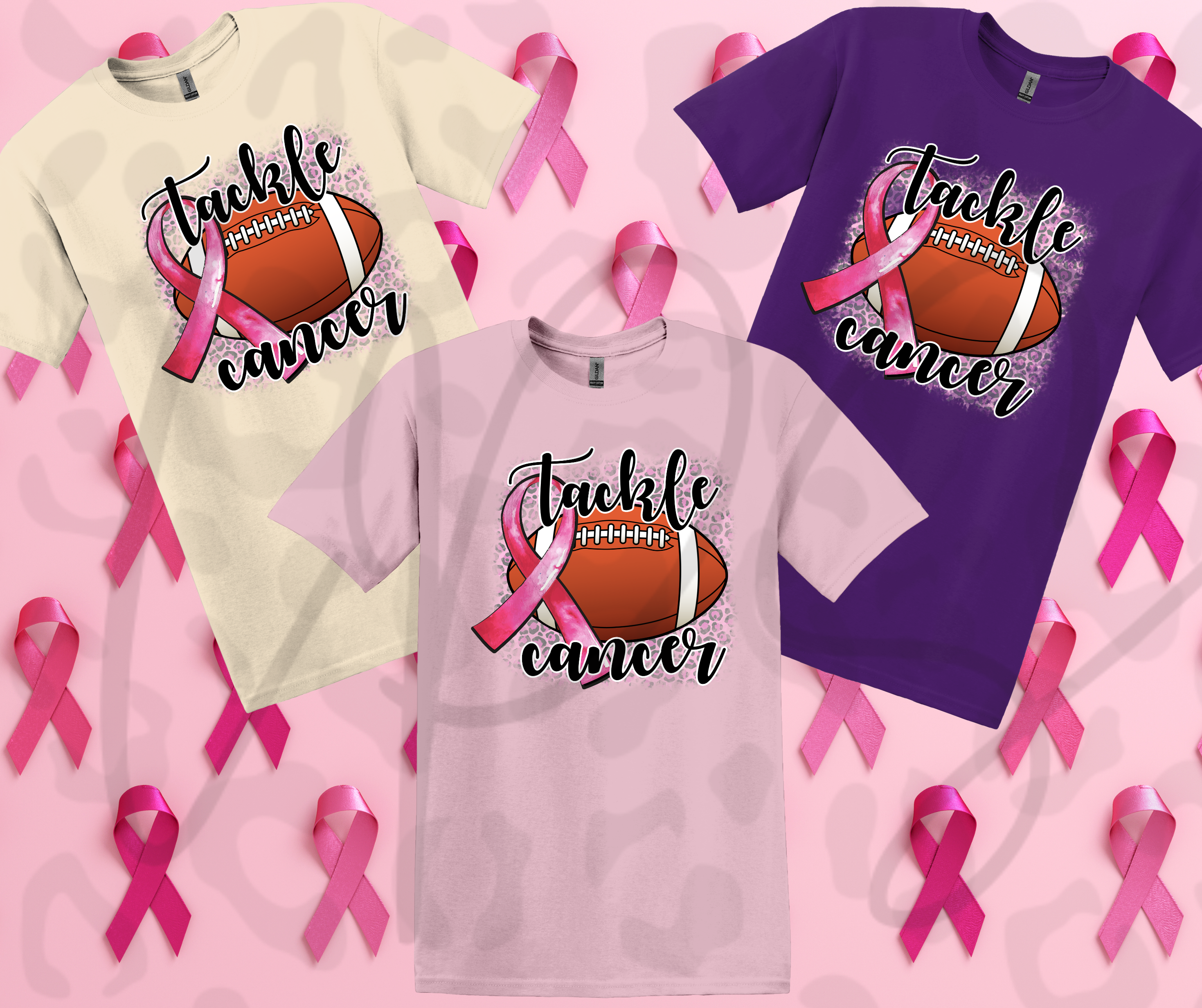Tackle Cancer T‑Shirt – Bold Pink Awareness Game‑Day Tee