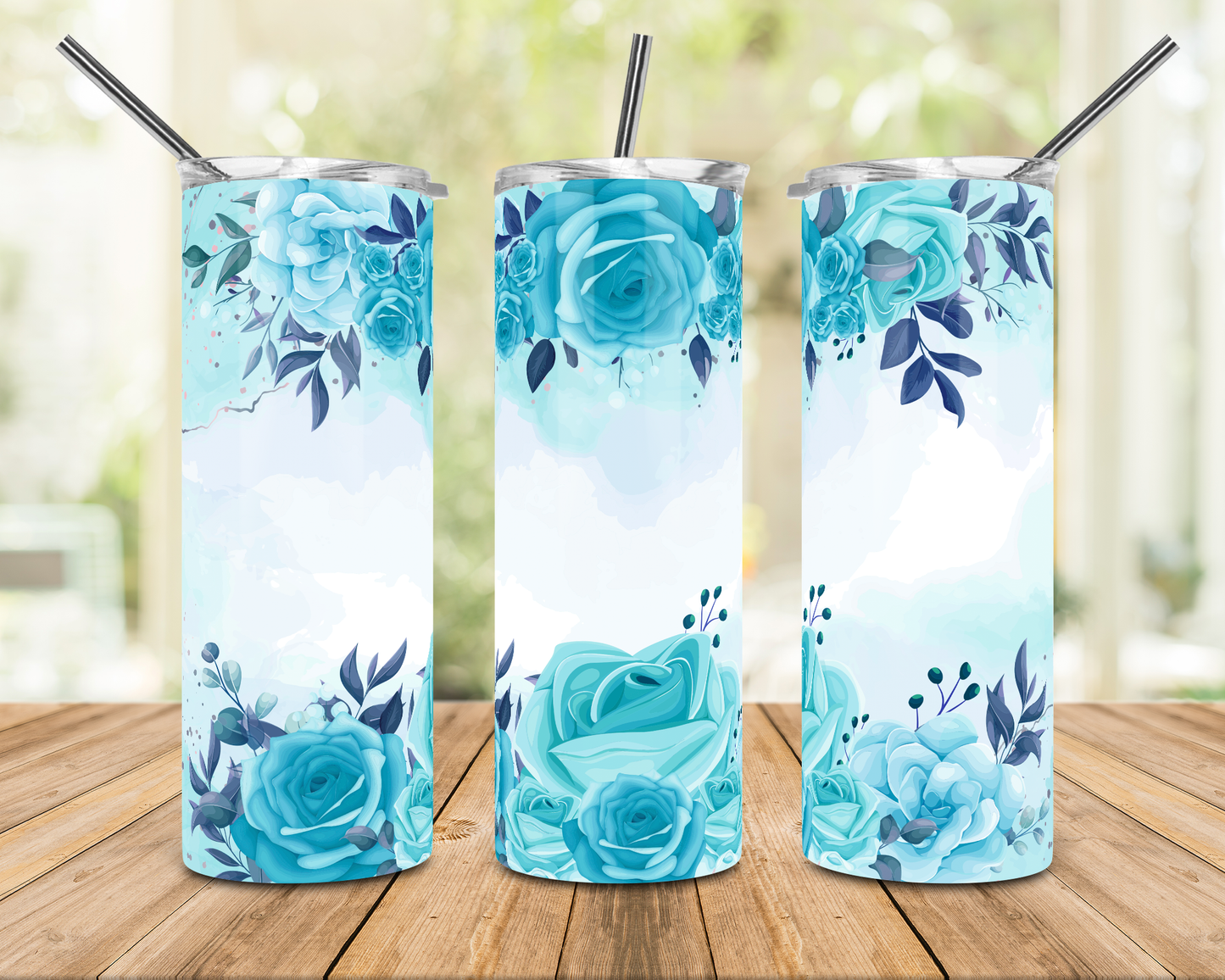 Turquoise Rose Tumbler