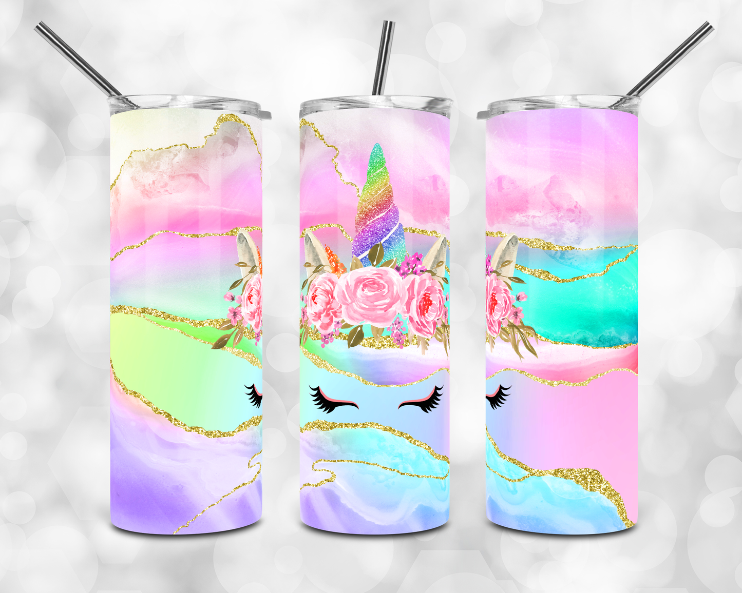 Unicorn Pastel Rainbow Tumbler