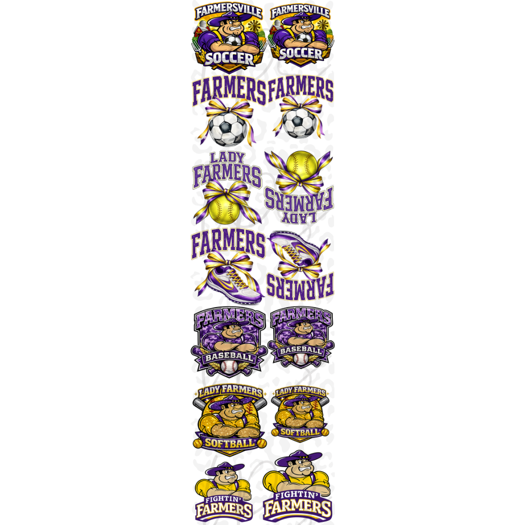 Farmers Soccer, Track & Softball Pre-Made Gang Sheet – Custom Prints Made Easy