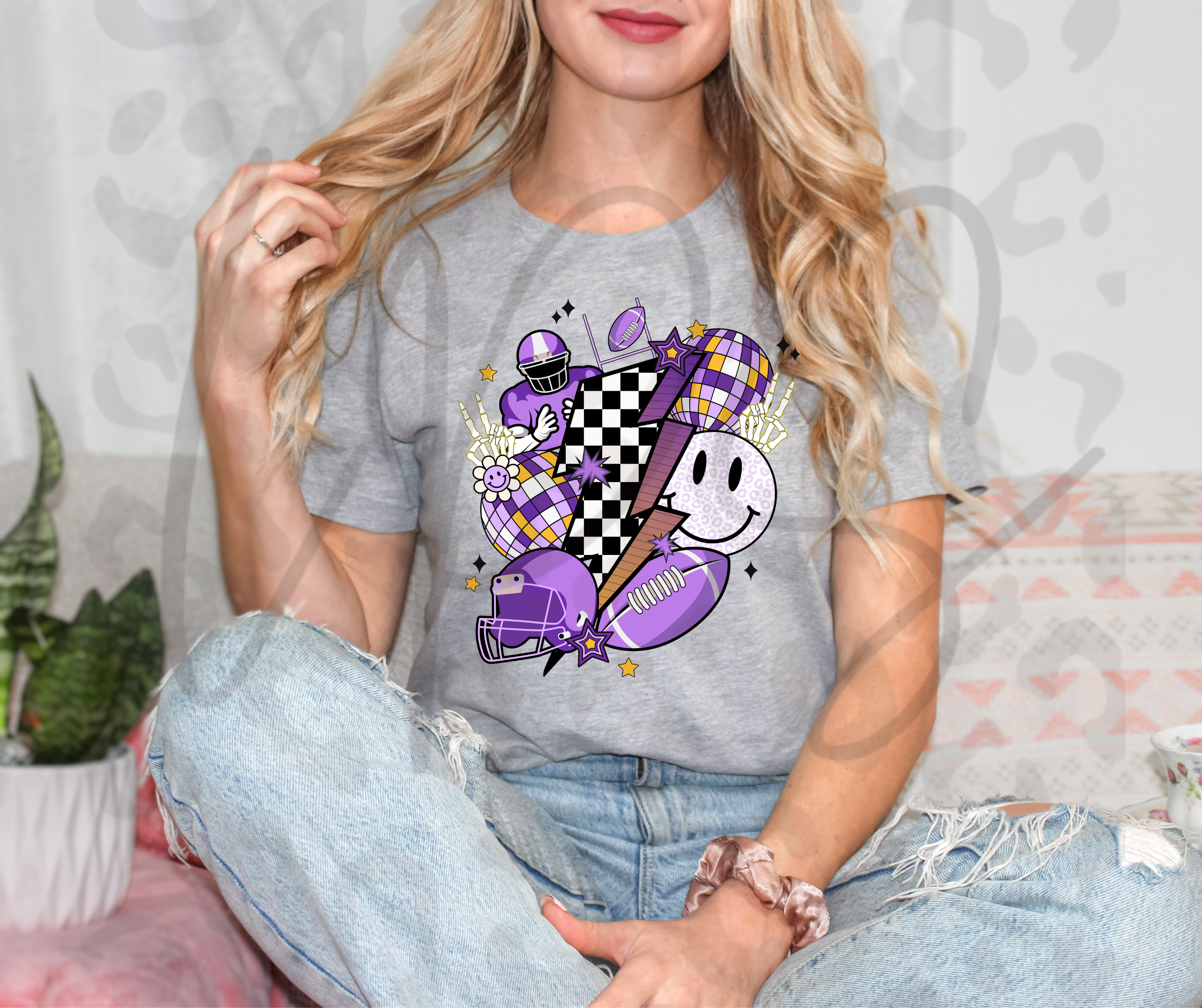 Purple Disco Football Shirt – Sparkly Game Day Fan T-Shirt