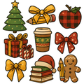 Christmas Teacher Bundle PNG – Cute Holiday Classroom Clipart | Festive School Sublimation Set