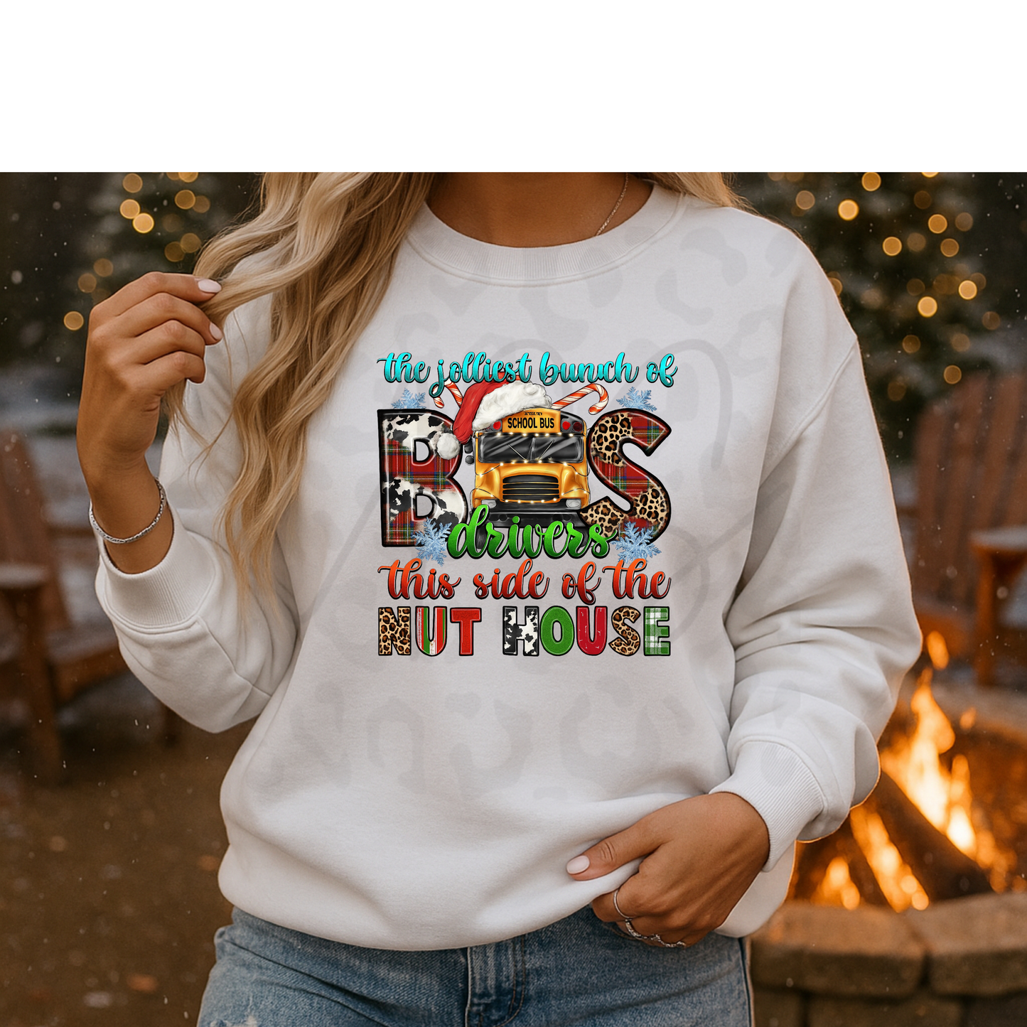 The Jolliest bunch of Bus Drivers this side of the Nut House Crewneck