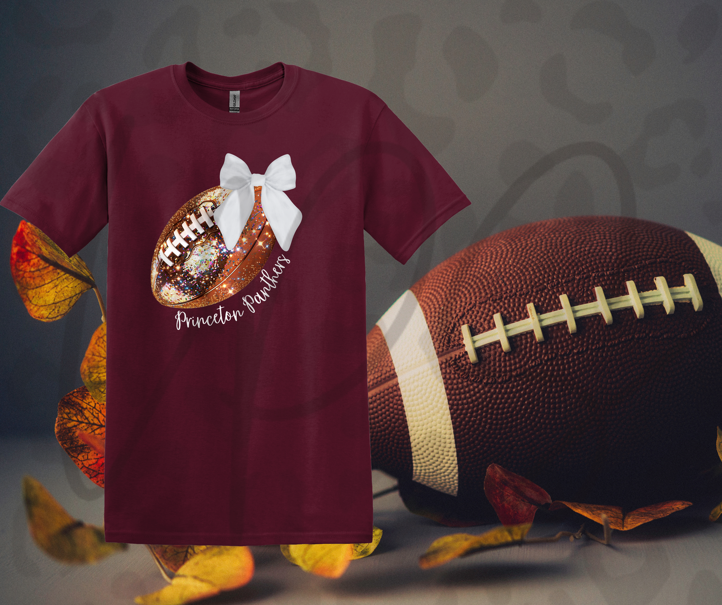 Princeton Panthers Footbal with White Bow T-shirt