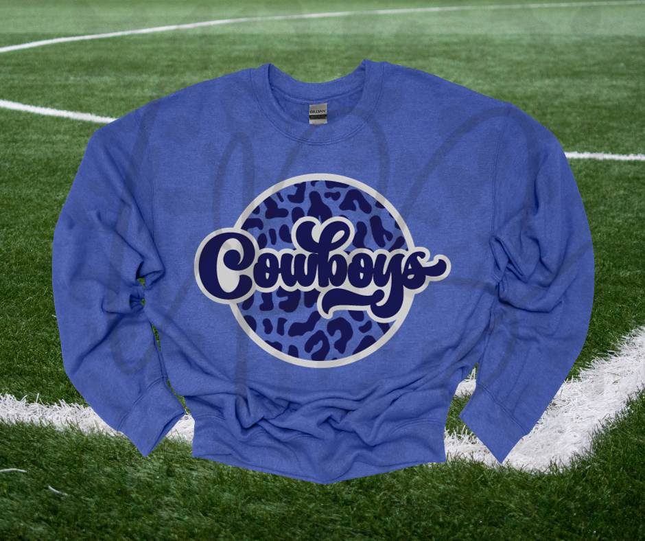 Cowboys Blue Cheetah Crewneck