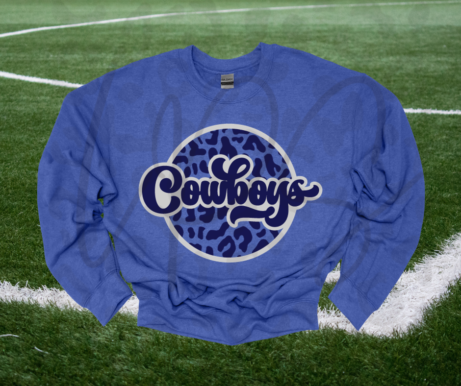 Cowboys Blue Cheetah Crewneck – Trendy Game Day Spirit Sweatshirt