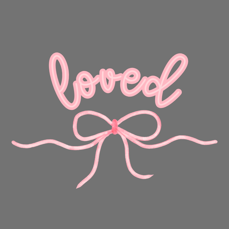 Loved Script Bow PNG – Pink Cursive Valentine Clipart | Minimal Girly Love Sublimation Design