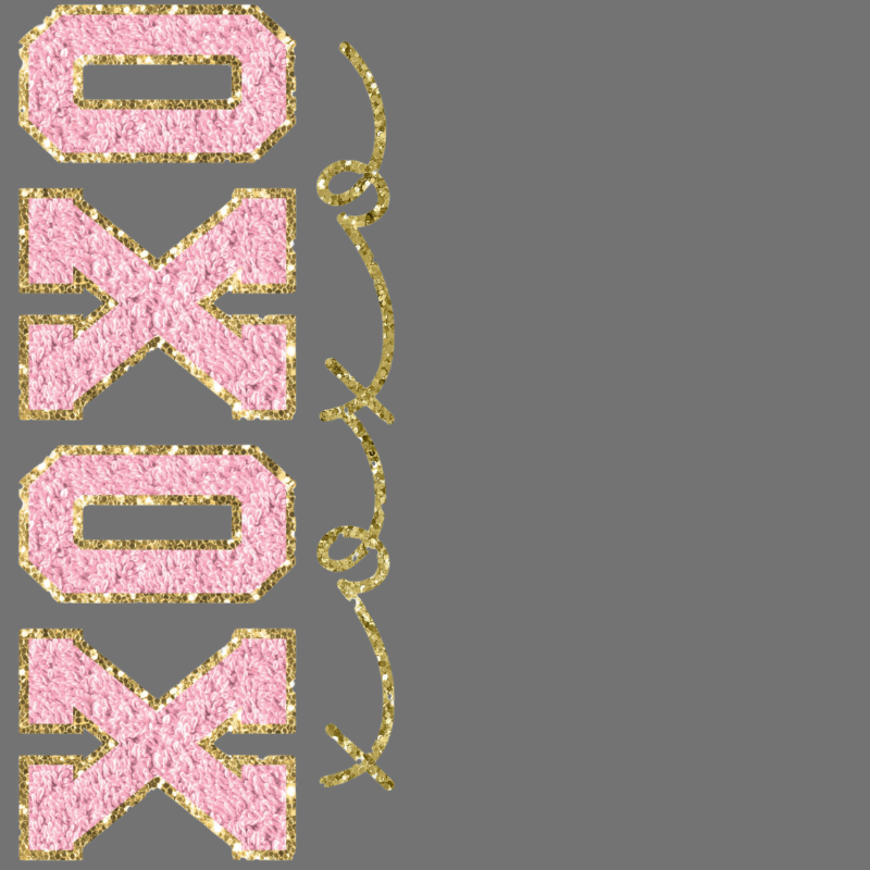 XOXO Pink Glitter Gold Script PNG – Glam Valentine Clipart | Sparkly Girly Love Sublimation Design
