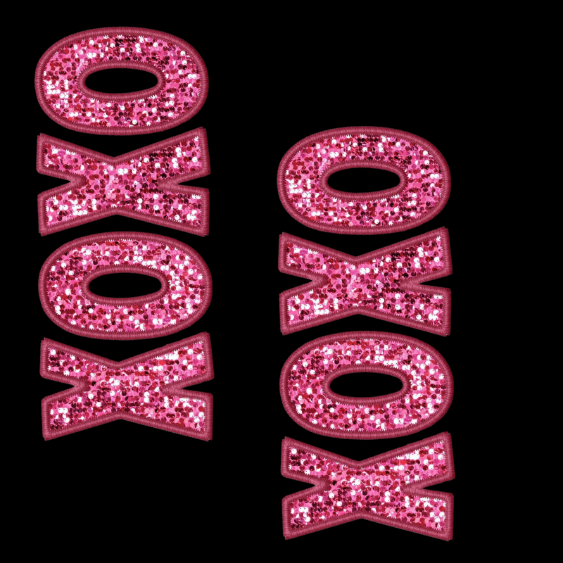XOXO Pink Glitter Double Column PNG – Sparkly Valentine Clipart | Glam Girly Love Sublimation Design