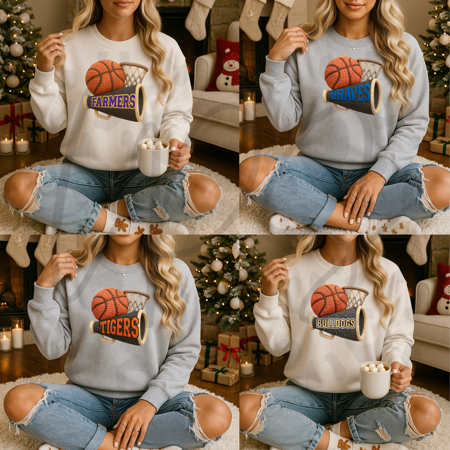 Faux Yarn Basketball Crewneck