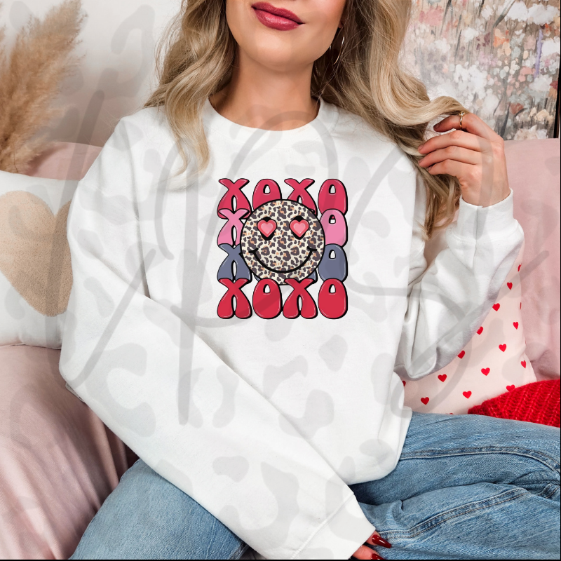 XOXO Leopard Heart PNG – Pink Valentine Clipart | Cute Retro Love Sublimation Design
