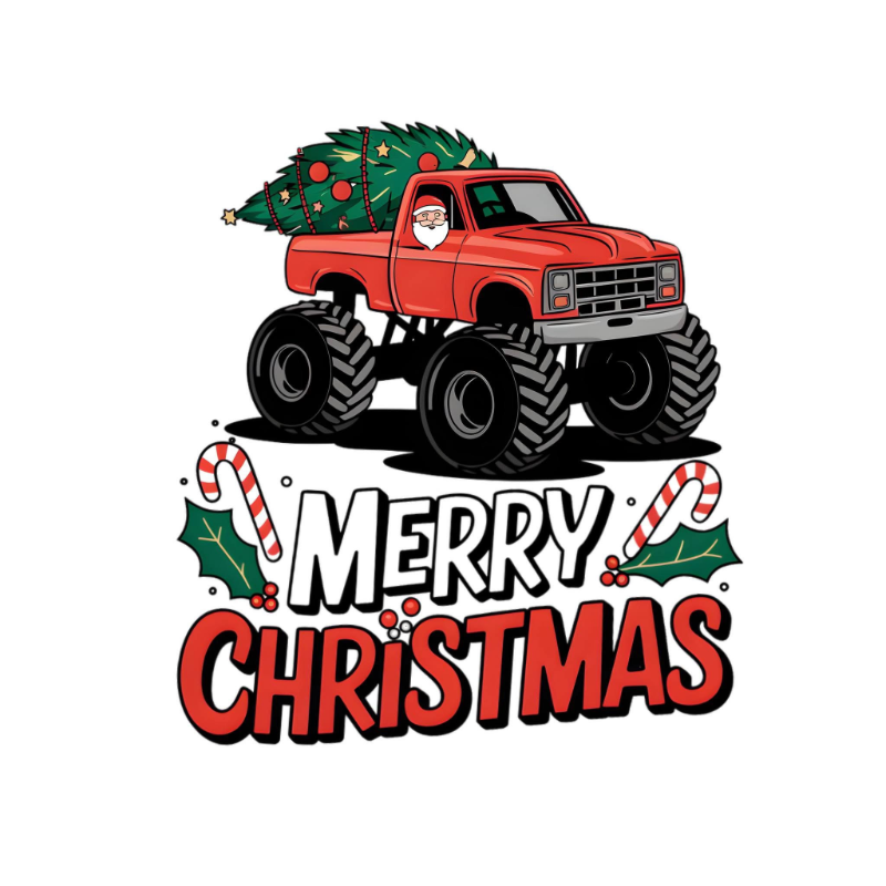 Santa Monster Truck PNG – Merry Christmas Clipart | Fun Holiday Truck Sublimation Design
