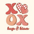 XOXO Hugs & Kisses PNG – Pink Valentine Clipart | Cute Mixed‑Pattern Love Sublimation Design