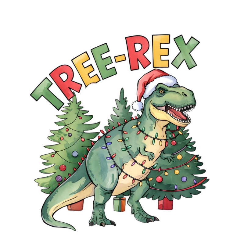 Tree‑Rex PNG – Cute Dinosaur Christmas Clipart | Funny T‑Rex Holiday Sublimation Design