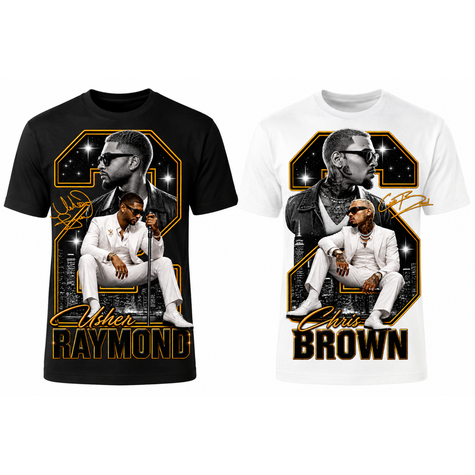 Usher & Chris Brown R&B Tribute Graphic T-Shirt – Unisex Music Fan Tee