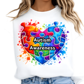 White Autism Awareness Sweatshirt | Puzzle Piece Support Pullover