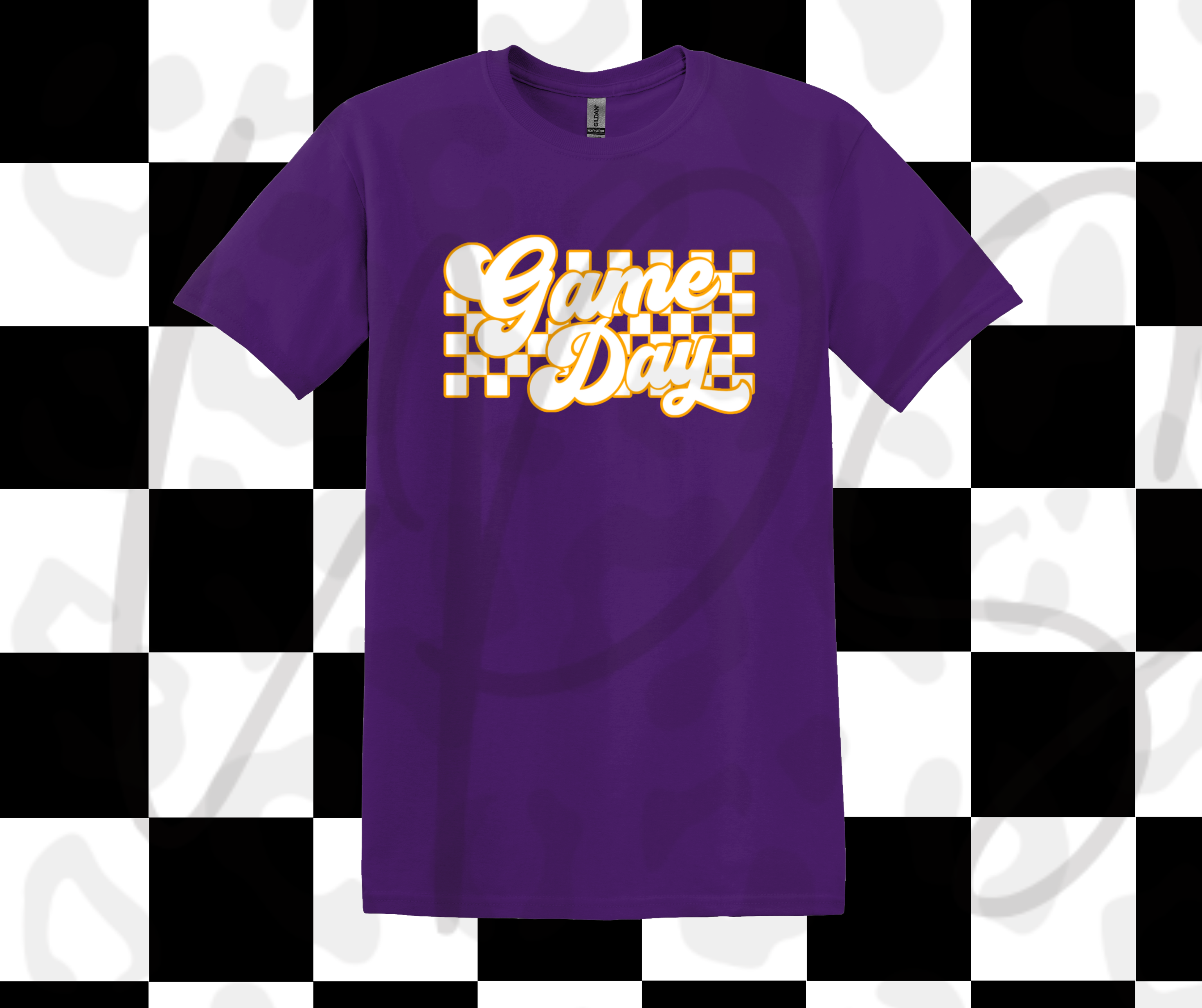 Game Day Checker Backing Tee – Retro Bold Spirit Wear That Stops the Whole Crowd