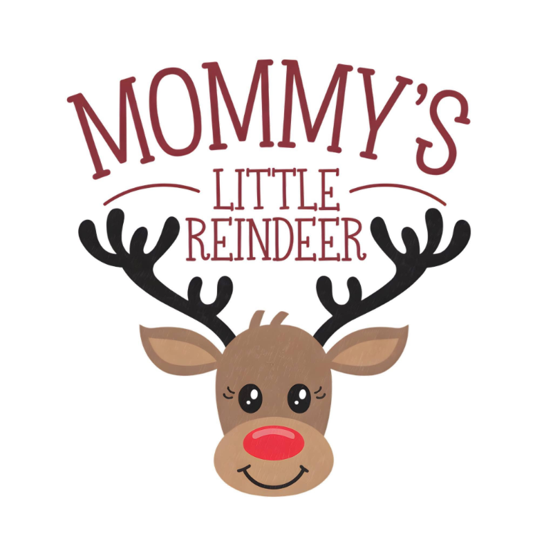 Mommy’s Little Reindeer PNG – Cute Christmas Reindeer Face Clipart | Kids Holiday Sublimation Design