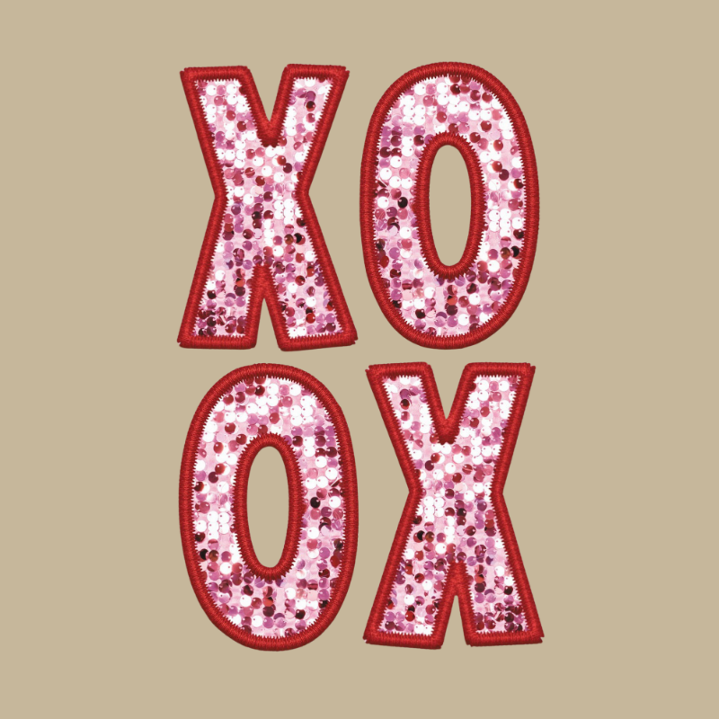 XOXO Sequin Letters PNG – Pink Sparkle Valentine Clipart | Cute Girly Love Sublimation Design