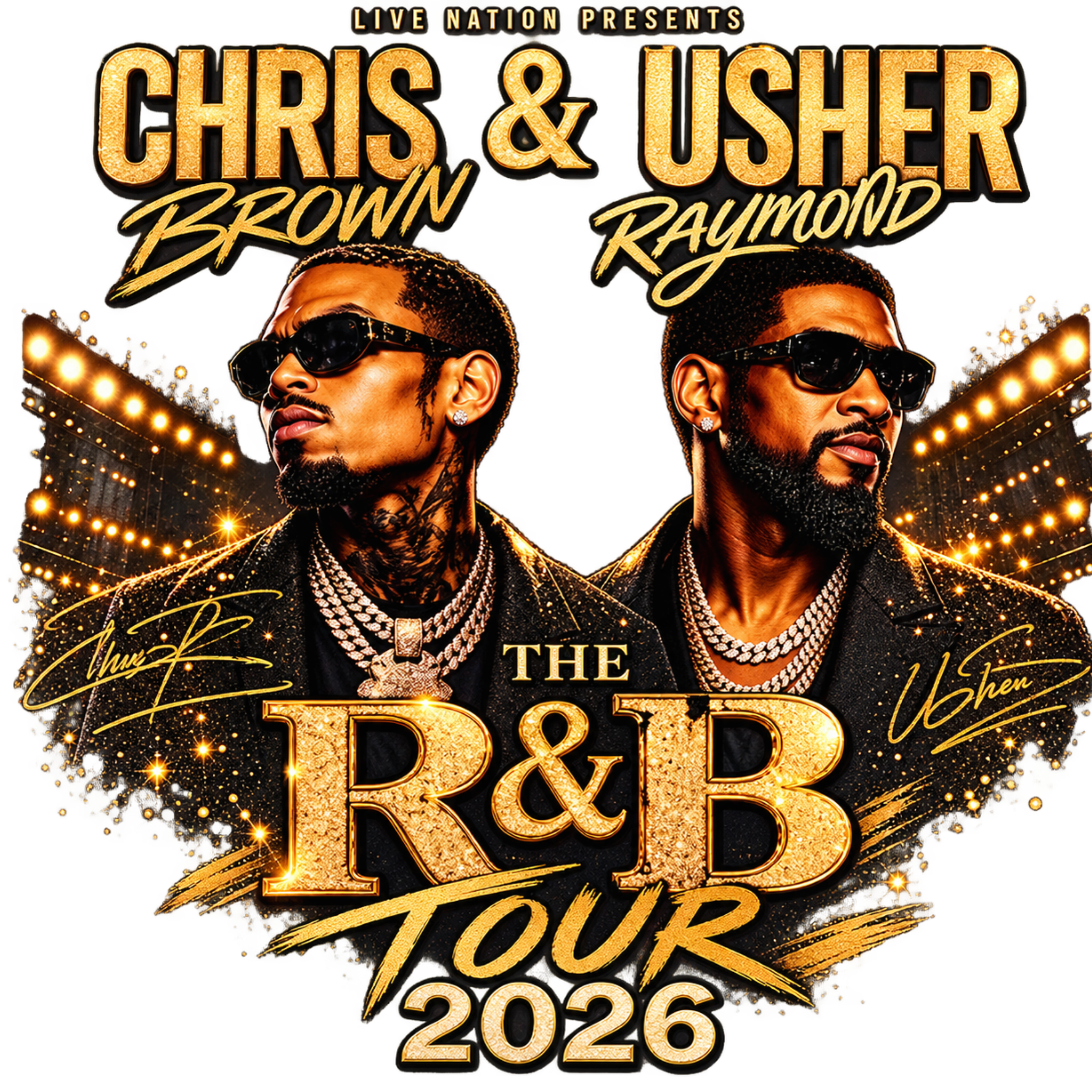 Chris Brown & Usher R&B Tour 2026 Graphic T-Shirt – Unisex Concert Tee
