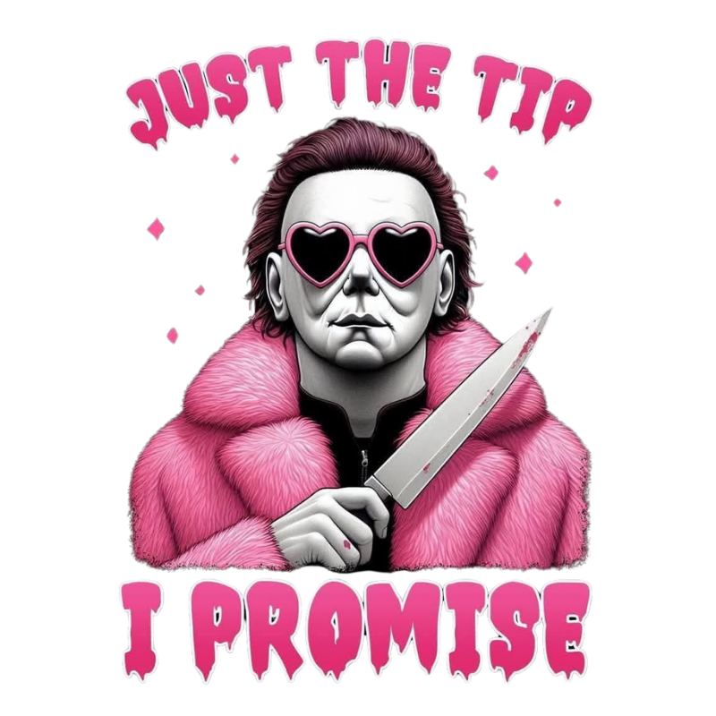 Just The Tip I Promise PNG – Pink Aesthetic Knife Humor Clipart | Funny Dark Valentine Sublimation Design